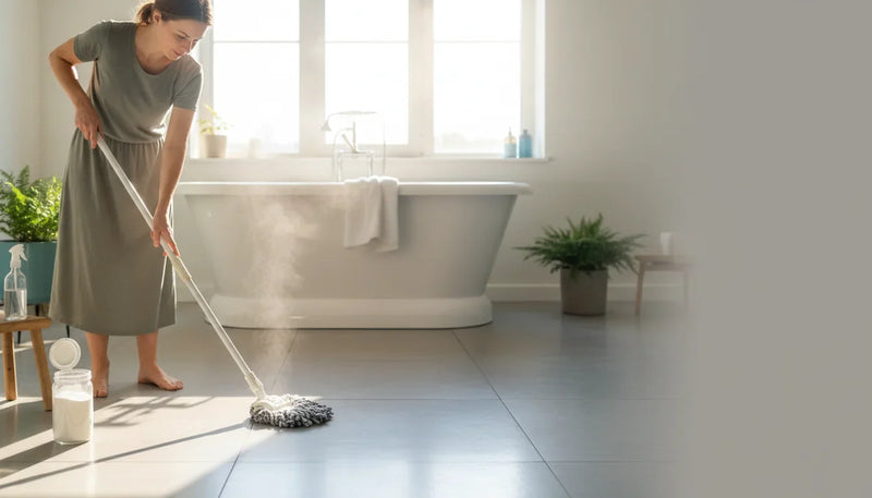 Allergies et acariens dans la salle de bain: hygiène au sol - Image de couverture