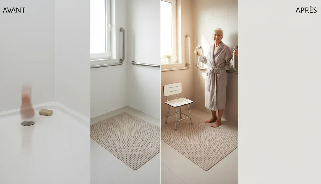 Avant/Après: sécuriser la douche d’un senior avec tapis adapté - Image de couverture