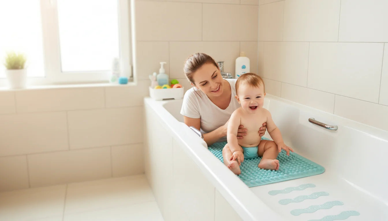 Bébé qui glisse dans la baignoire: sécuriser sans percer - Image de couverture