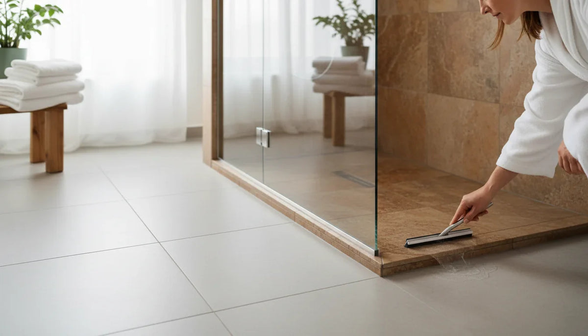 Éclaboussures qui inondent le carrelage après chaque douche - Image de couverture