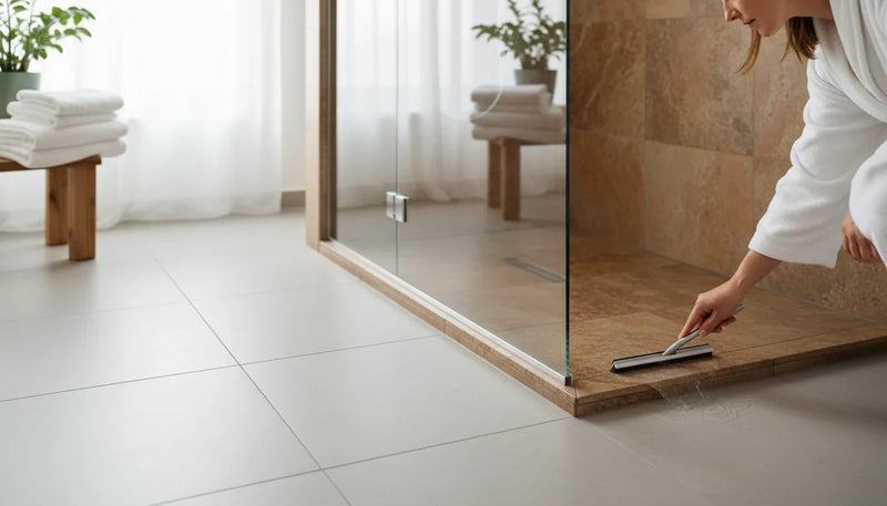 Éclaboussures qui inondent le carrelage après chaque douche - Image de couverture
