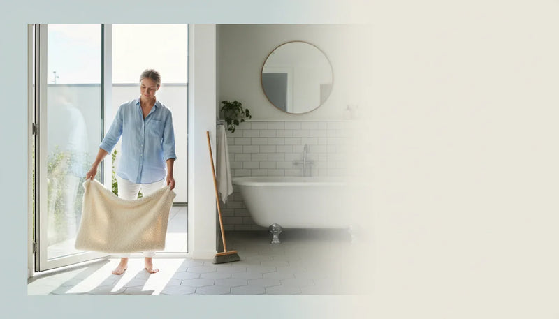 Dépoussiérer un tapis de bain sans aspirateur: astuces - Image de couverture