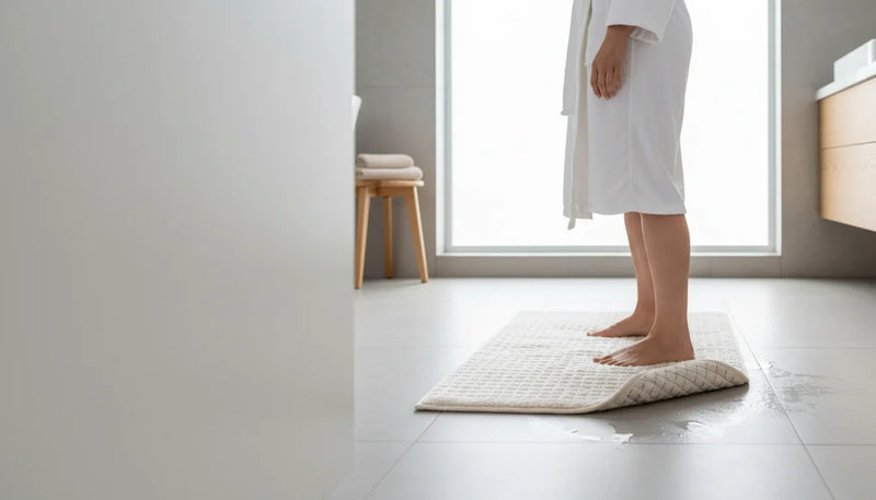 Empêcher un tapis de bain de bouger: dessous et adhérences - Image de couverture