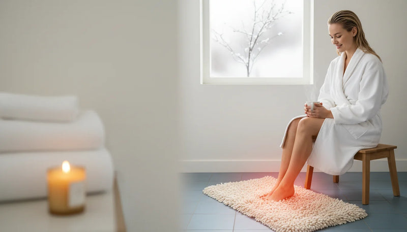 Pieds toujours froids en sortant du bain en hiver - Image de couverture