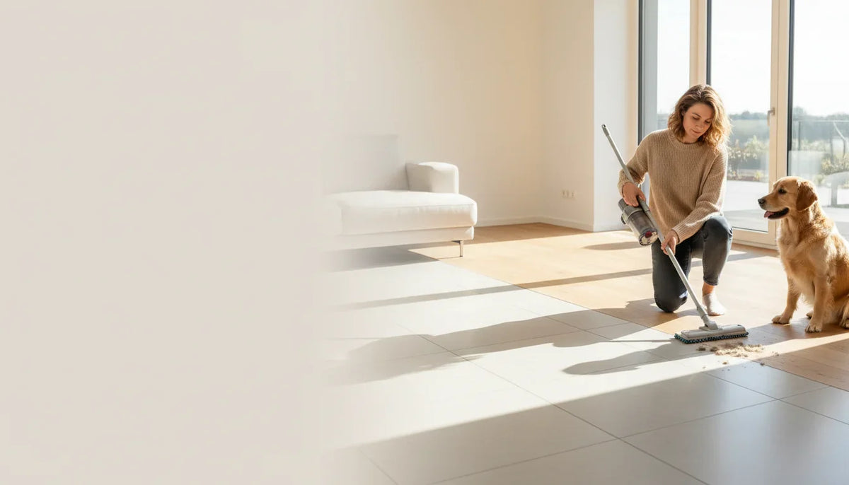 Poils et poussières qui collent au sol humide: comment éviter - Image de couverture