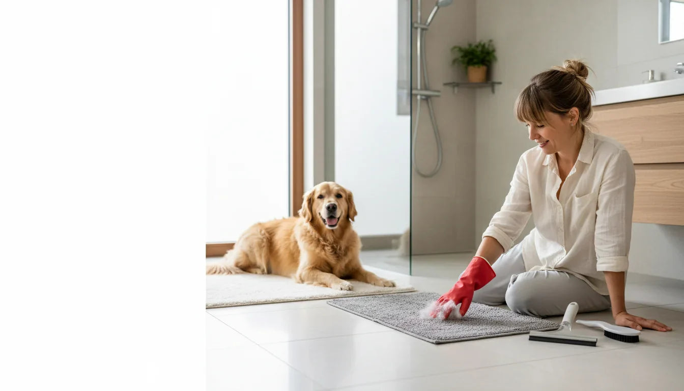 Retirer les poils d’animaux d’un tapis de bain facilement - Image de couverture