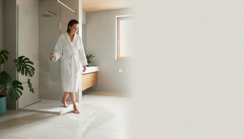 Sol de salle de bain glissant après la douche: que faire ? - Image de couverture
