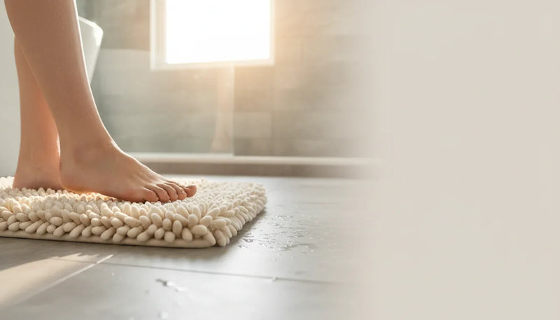 Tapis de bain épais et moelleux pour confort thermique hiver - Image de couverture
