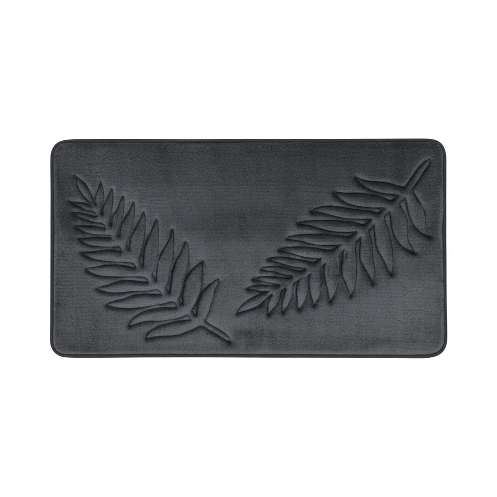 Design Vegetal Tapis De Bain Gris Anthracite