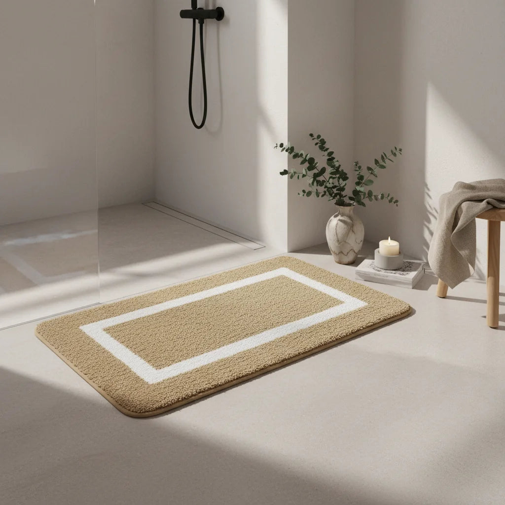 Grand Tapis Absorbant pour Salle de Bain Beige Sable