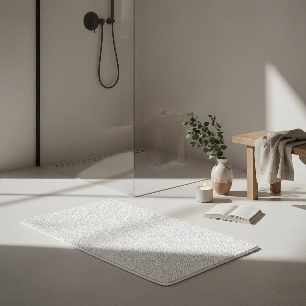 Grand Tapis de Bain Blanc 60x180cm