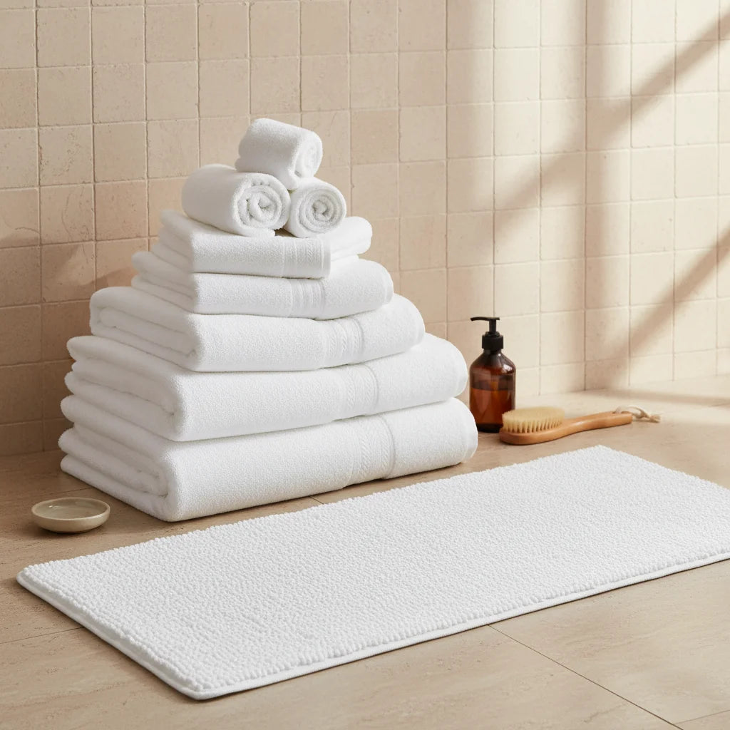 Grand Tapis de Bain Blanc 60x180cm