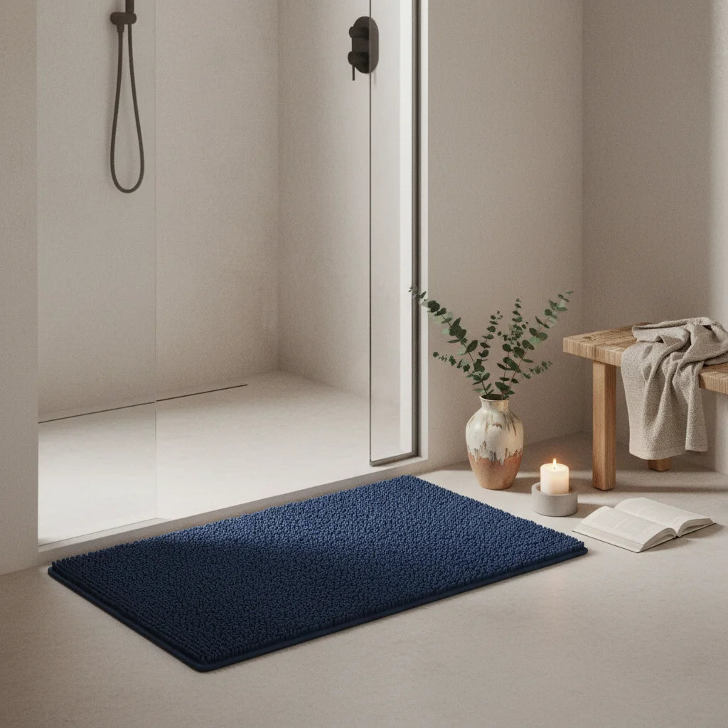 Grand Tapis de Bain Bleu Marine 60x180cm