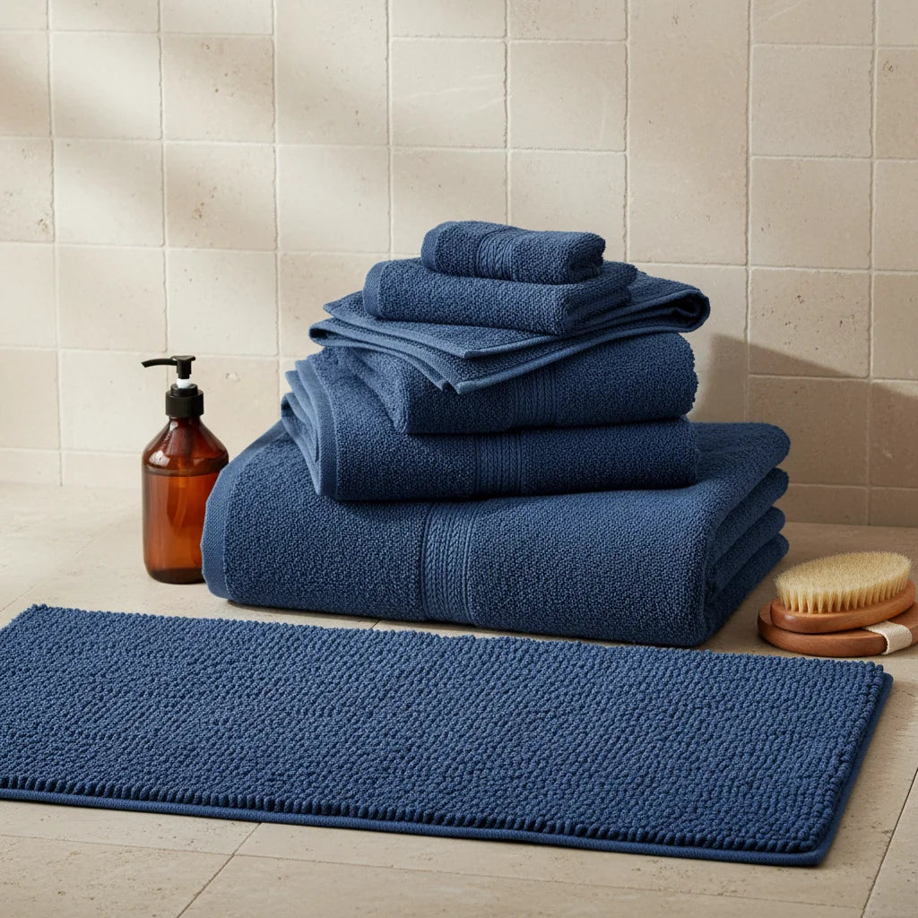 Grand Tapis de Bain Bleu Marine 60x180cm