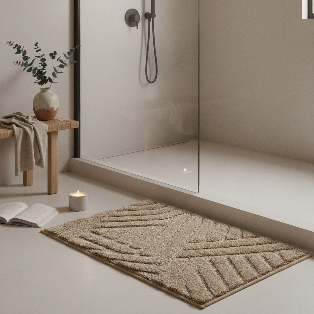 Grand Tapis de Bain Design Gris Perle