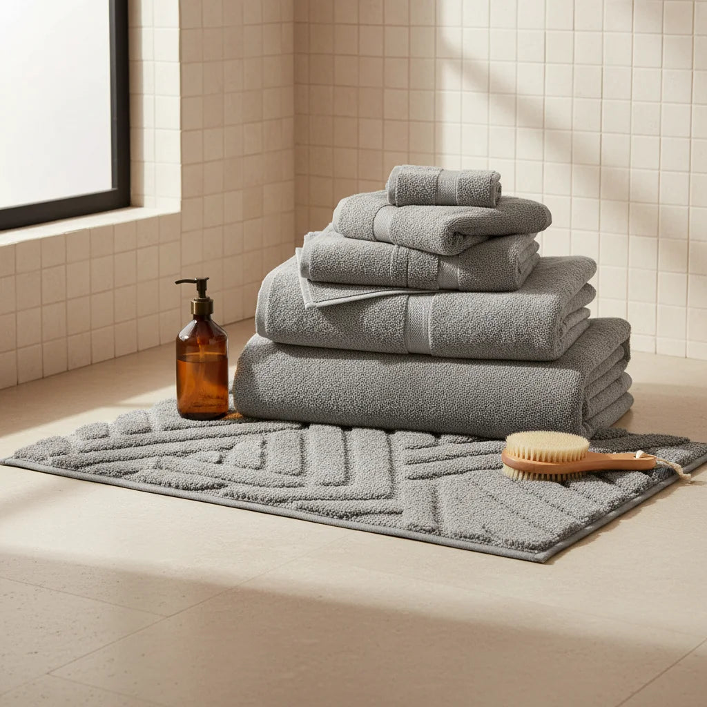 Grand Tapis de Bain Design Gris Anthracite