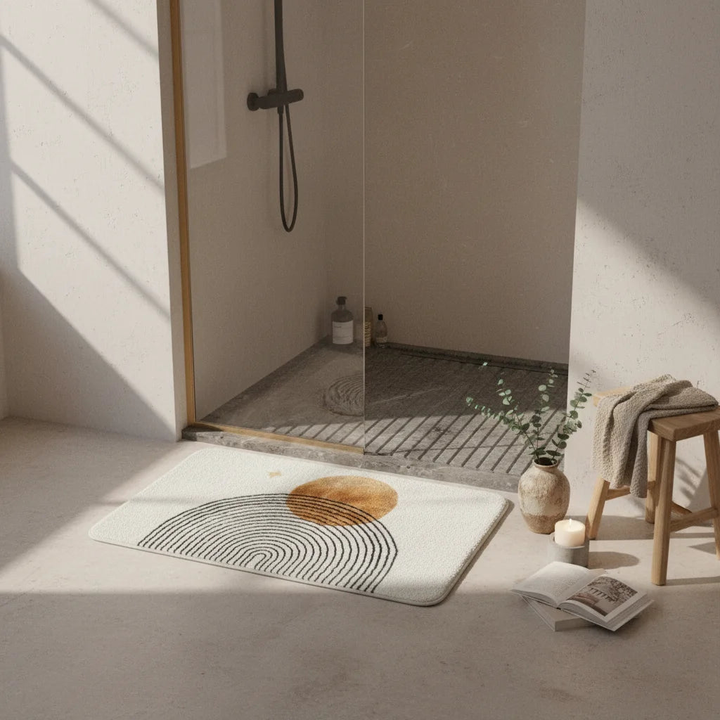 Grand Tapis de Bain Marron Design