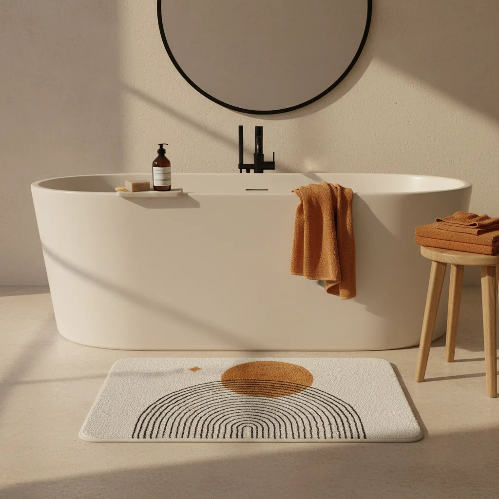 Grand Tapis de Bain Marron Design