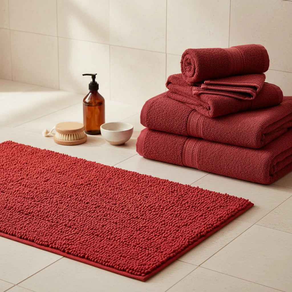 Grand Tapis de Bain Rouge 60x180cm