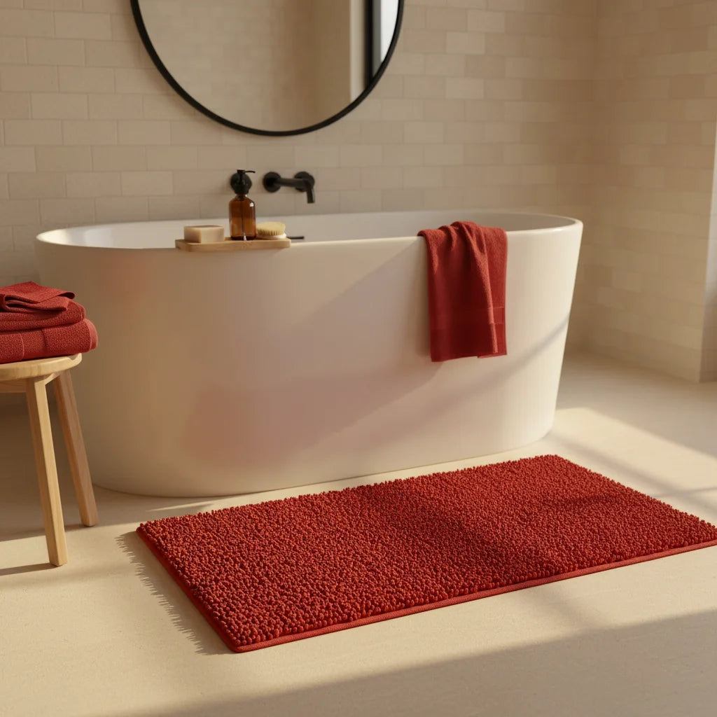 Grand Tapis de Bain Rouge 60x180cm