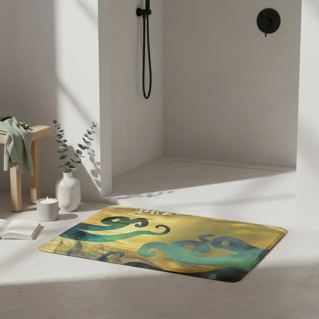 Petit Tapis de Bain Fantaisie Pieuvre Doré