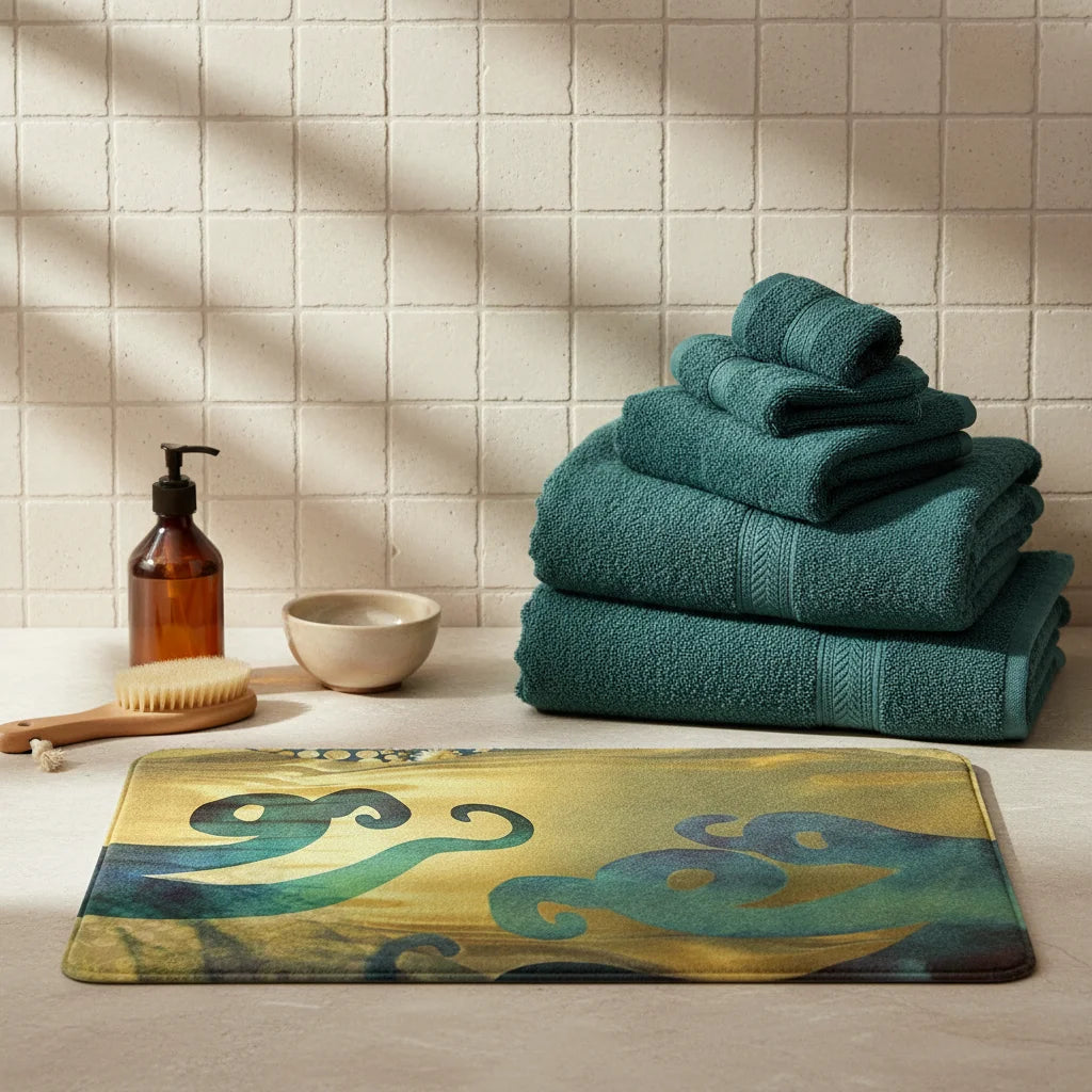 Petit Tapis de Bain Fantaisie Pieuvre Doré