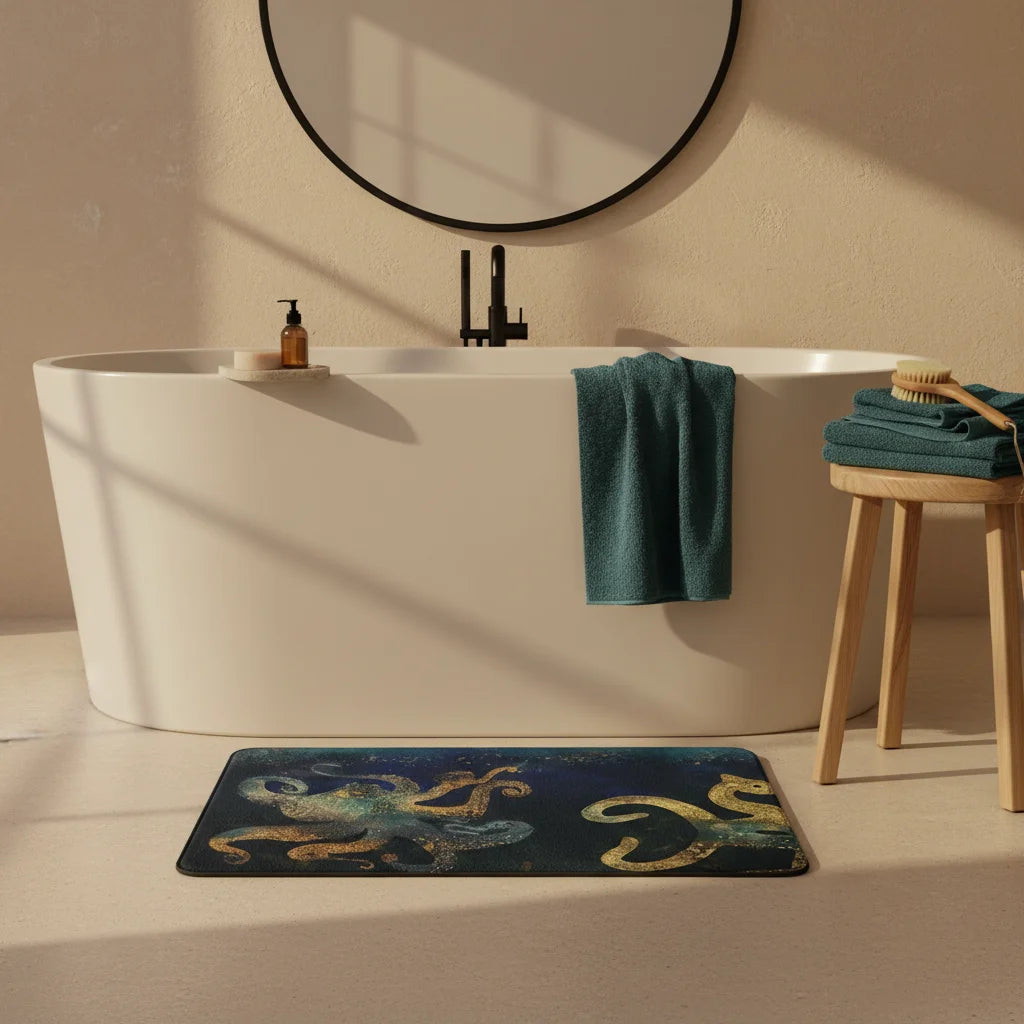 Petit Tapis de Bain Fantaisie Pieuvre Abysse