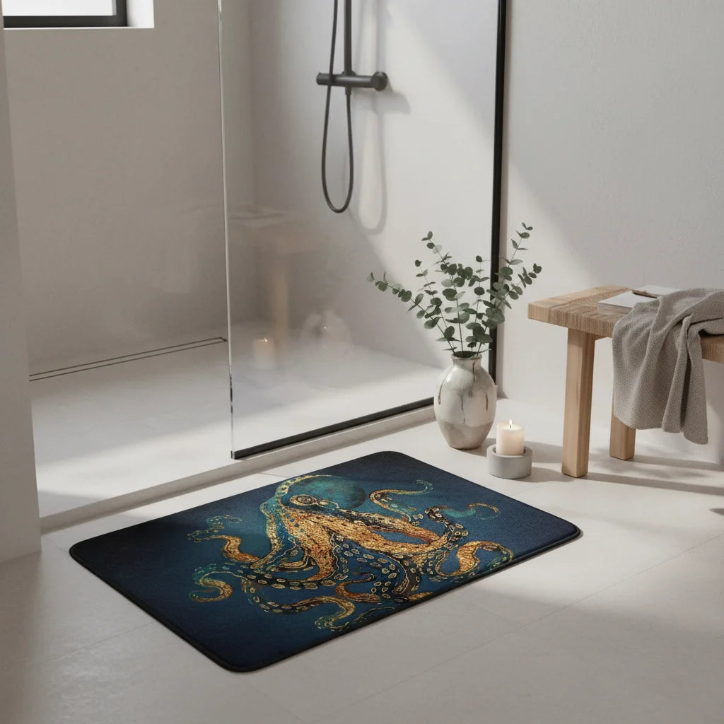 Petit Tapis de Bain Fantaisie Pieuvre Marine