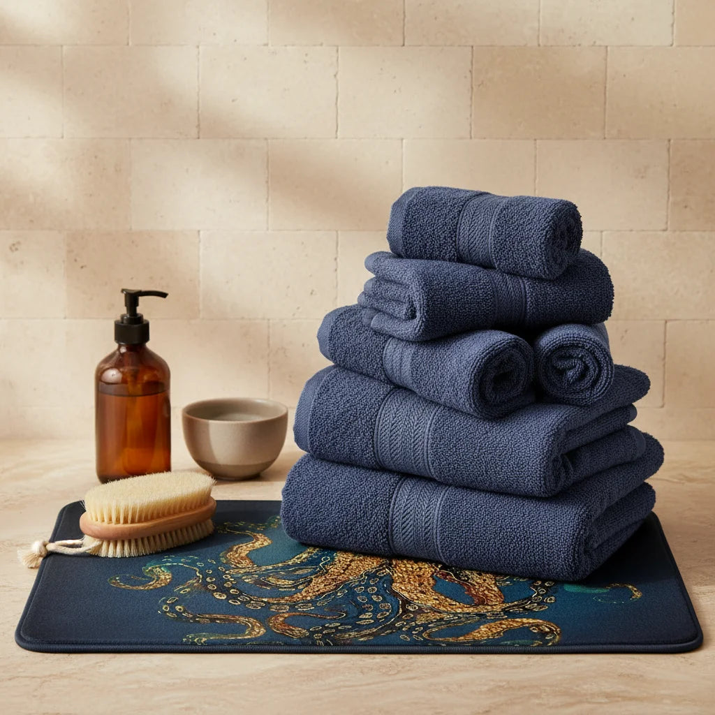 Petit Tapis de Bain Fantaisie Pieuvre Marine