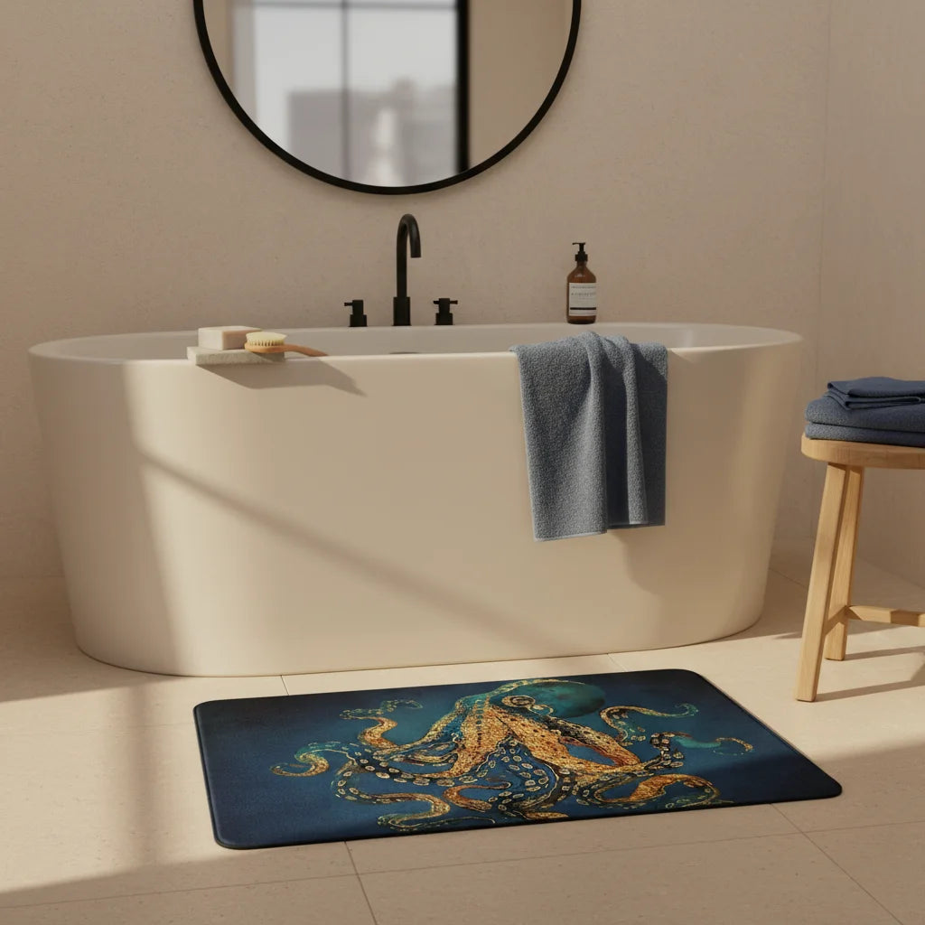 Petit Tapis de Bain Fantaisie Pieuvre Marine
