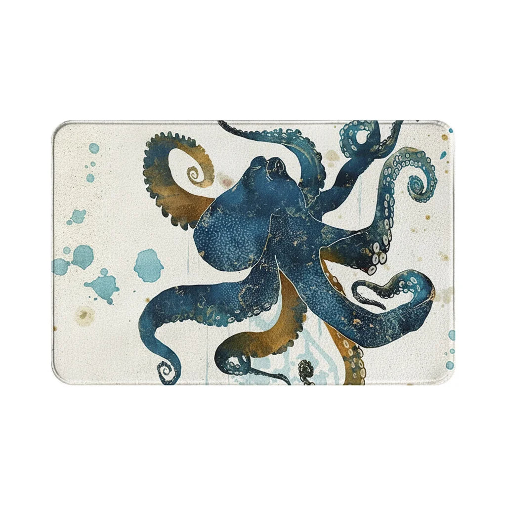 Petit Tapis de Bain Fantaisie Pieuvre Blanche