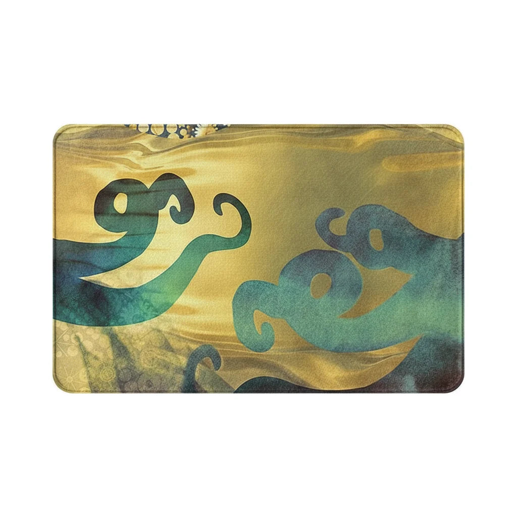 Petit Tapis de Bain Fantaisie Pieuvre Doré