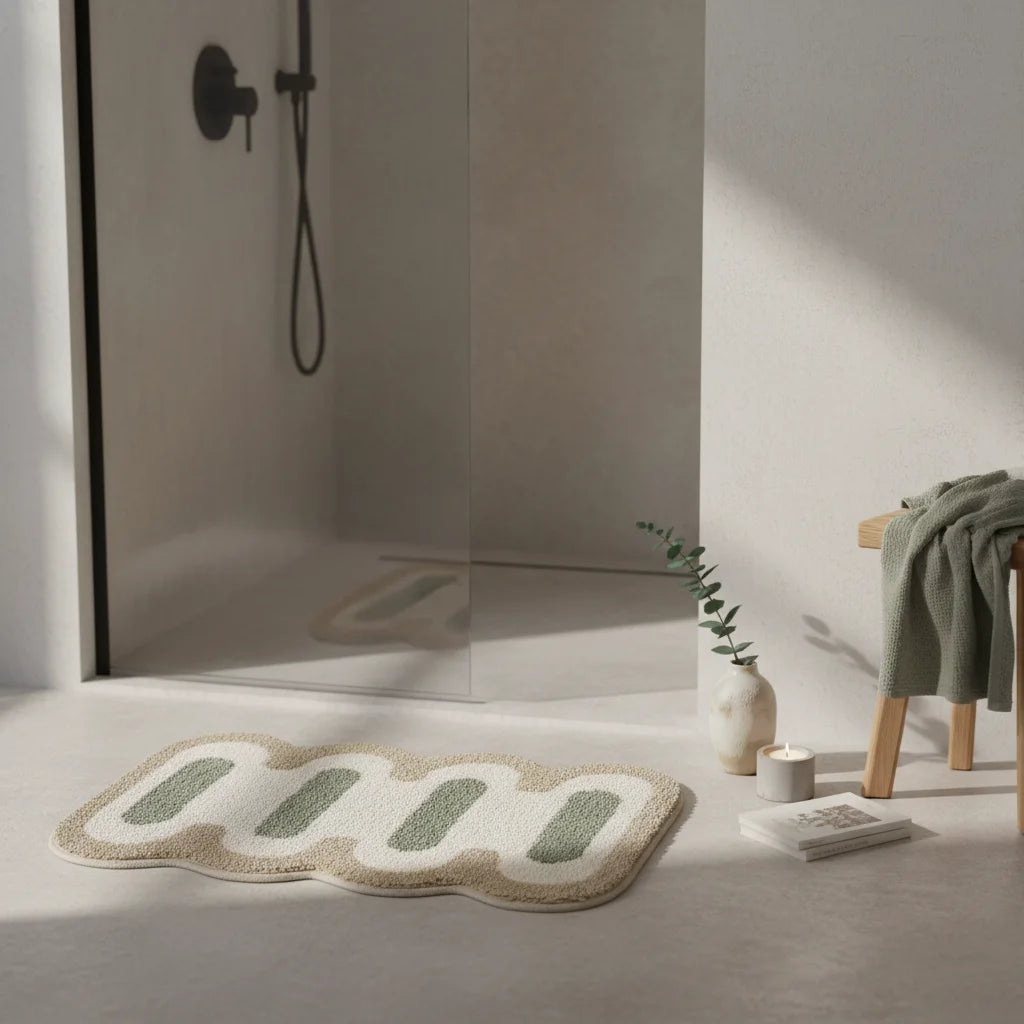 Petit Tapis Salle de Bain de Forme Originale Nuage Sauge