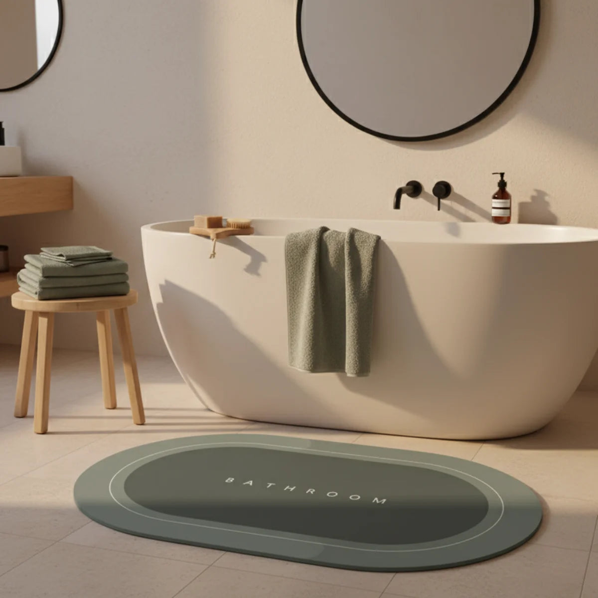 SlipSheild - Tapis Salle de Bain Vert Bicolore