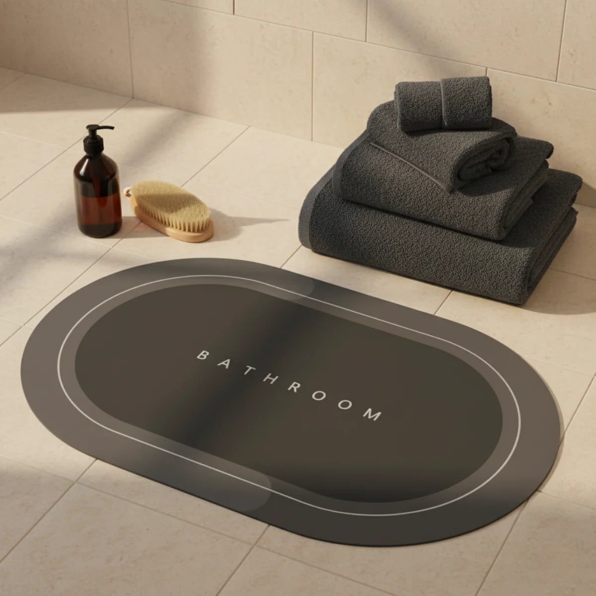 SlipSheild - Tapis Salle de Bain Noir Bicolore