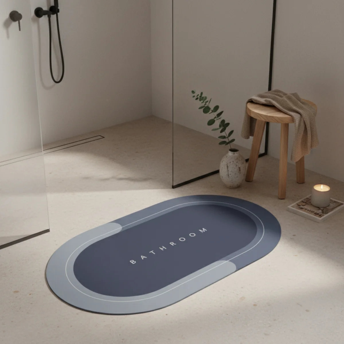 SlipSheild - Tapis Salle de Bain Bleu Bicolore
