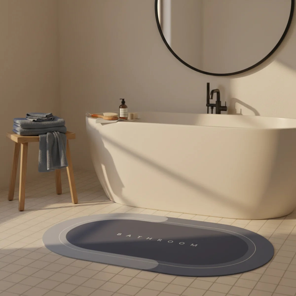 SlipSheild - Tapis Salle de Bain Bleu Bicolore