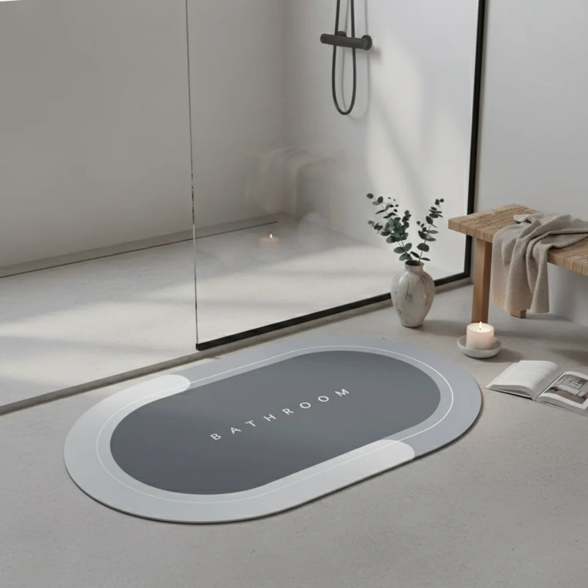 SlipSheild - Tapis Salle de Bain Gris Bicolore