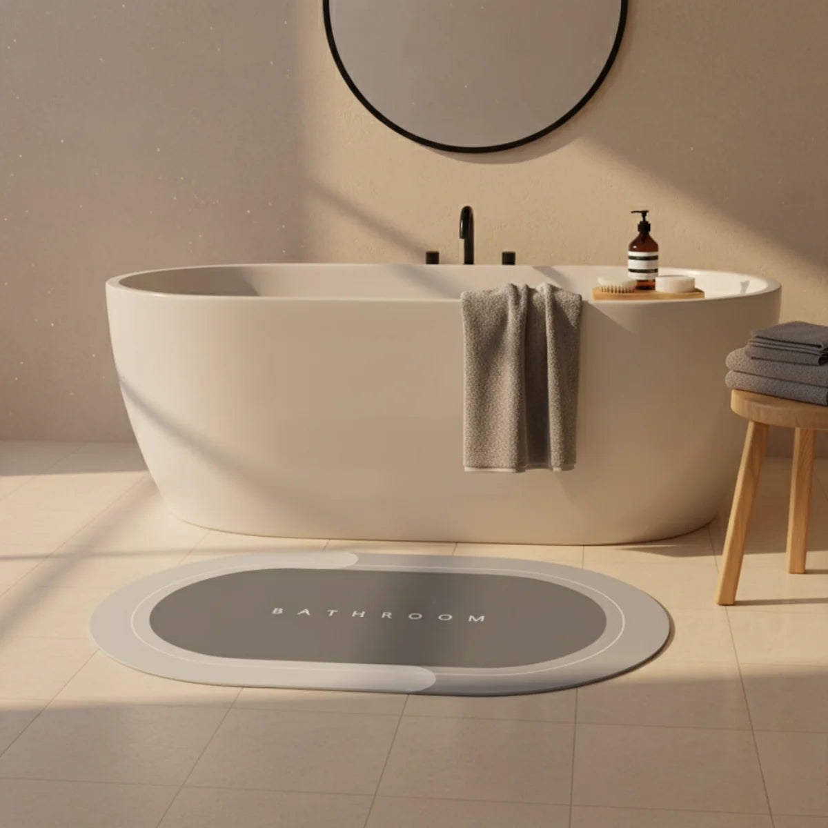 SlipSheild - Tapis Salle de Bain Gris Bicolore