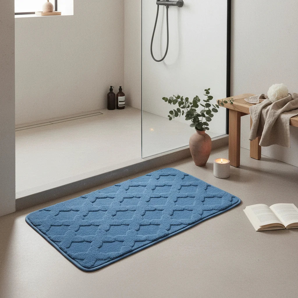 Tapis Absorbant Microfibre Salle De Bain Bleu Canard