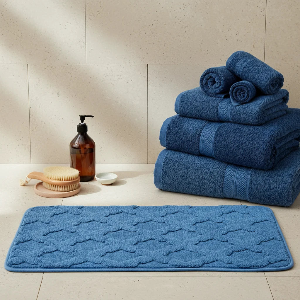 Tapis Absorbant Microfibre Salle De Bain Bleu Canard