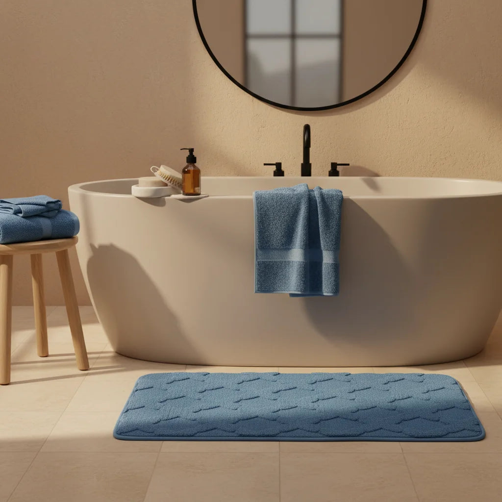 Tapis Absorbant Microfibre Salle De Bain Bleu Canard