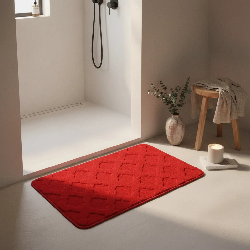 Tapis Absorbant Microfibre Salle De Bain Rouge Vif