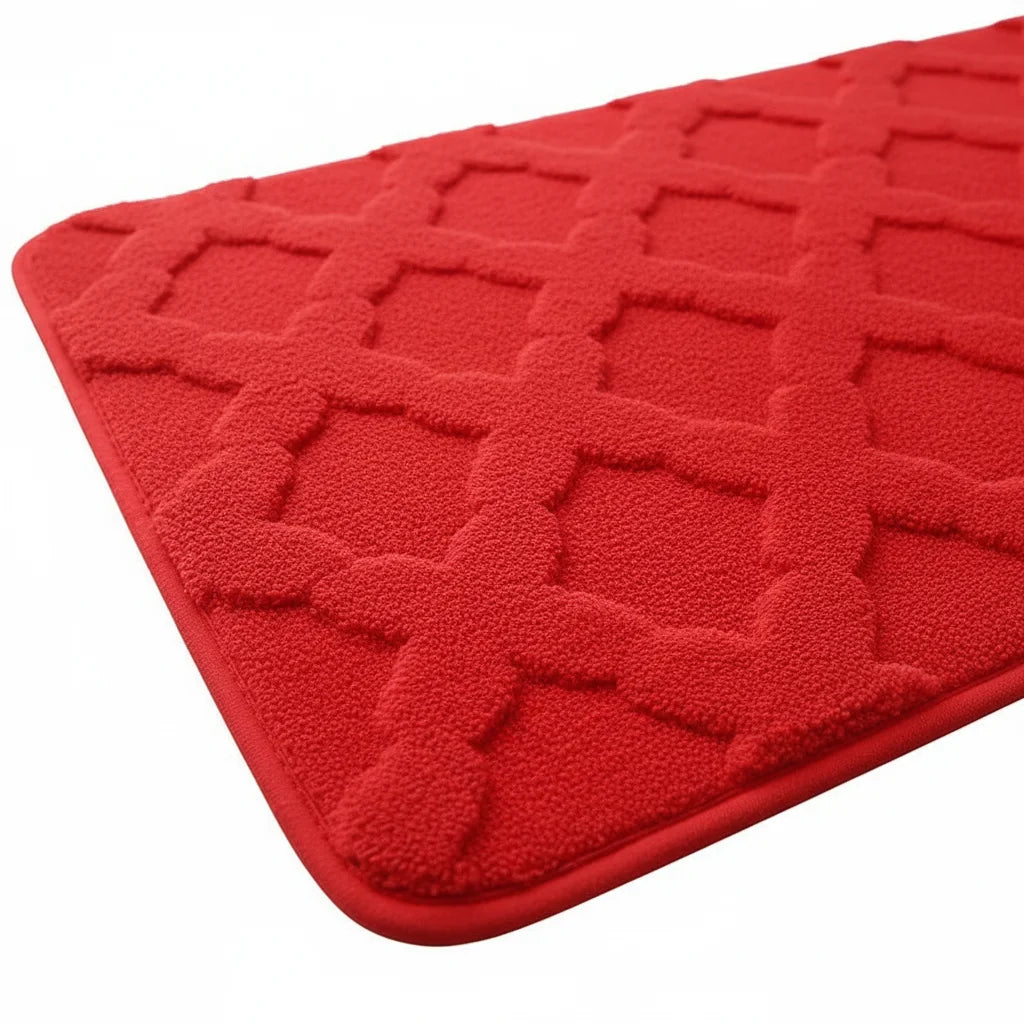 Tapis Absorbant Microfibre Salle De Bain Rouge Vif