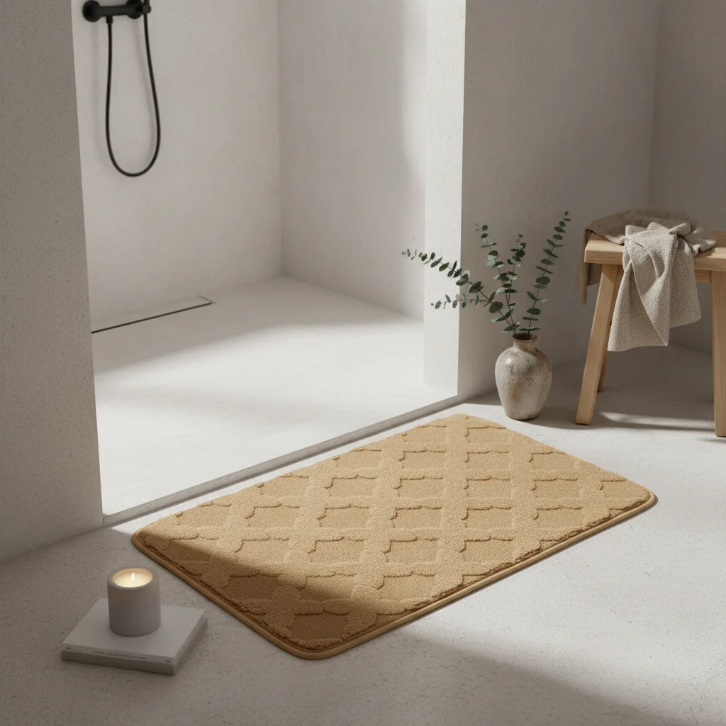 Tapis Absorbant Microfibre Salle De Bain Beige Doré