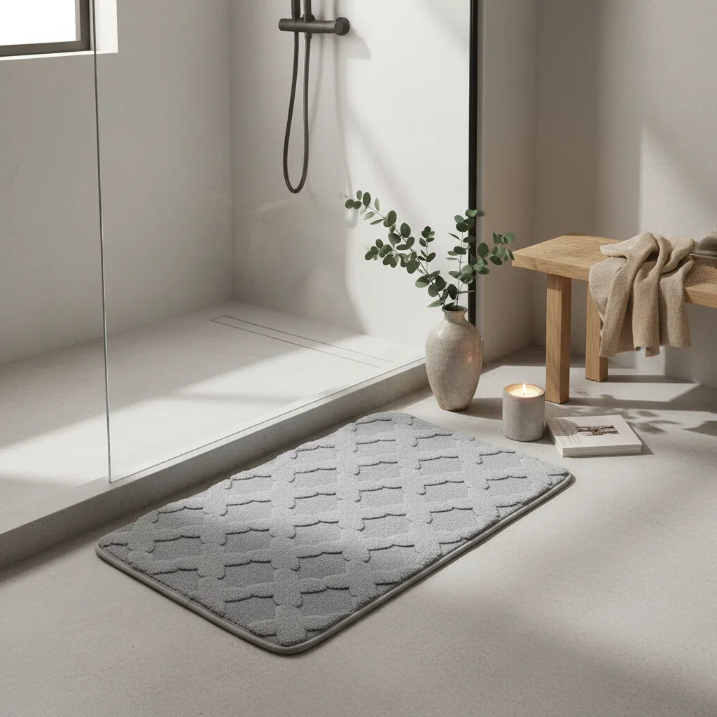 Tapis Absorbant Microfibre Salle De Bain Gris Pierre