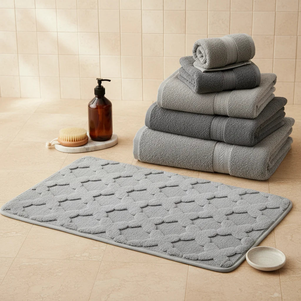 Tapis Absorbant Microfibre Salle De Bain Gris Pierre