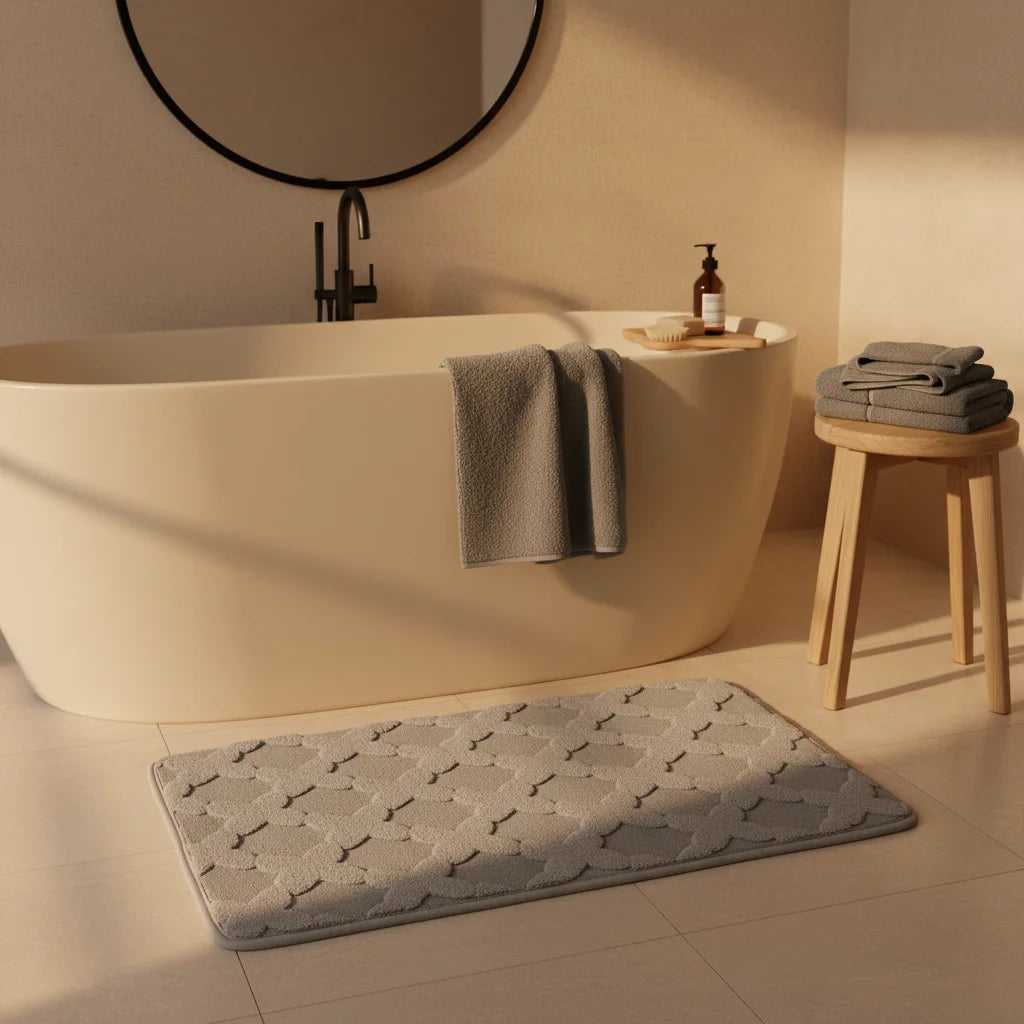 Tapis Absorbant Microfibre Salle De Bain Gris Pierre