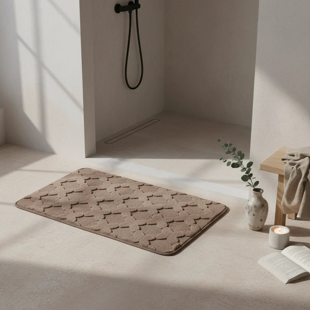 Tapis Absorbant Microfibre Salle De Bain Taupe Rosé
