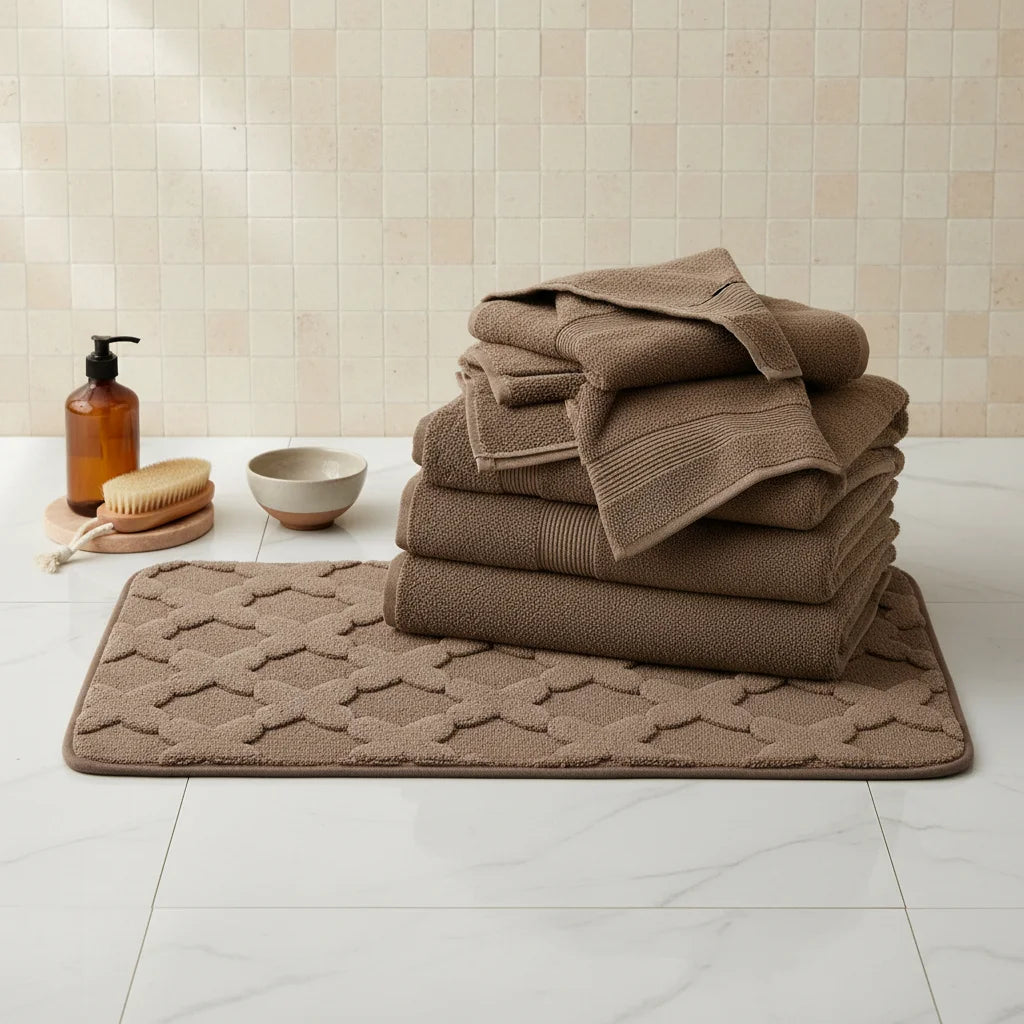 Tapis Absorbant Microfibre Salle De Bain Taupe Rosé